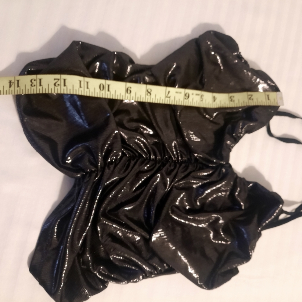 Zara Shiny Metallic Ruched Top Size Med - Picture 8 of 9